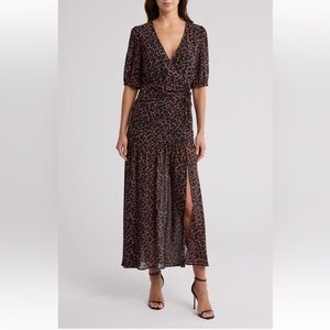 NWT Wishlist Leopard Print Rushed Maxi Dress M Med like Reformation